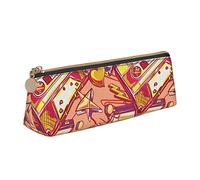 Oudrspo Colorido Graffiti Rock Music Hip Hop Art Pencil Pouch Triangle Pen Case Portable Pencil Bag Organizador de Cuero con Cremallera Bolsa de cosméticos
