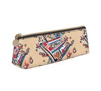 Oudrspo Colorido Graffiti Rock Music Hip Hop Art Pencil Pouch Triangle Pen Case Portable Pencil Bag Organizador de Cuero con Cremallera Bolsa de cosméticos