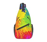 Oudrspo Colorido Splash Sling Bag Viaje Crossbody Mochila Pecho Pack para Hombres Mujeres, Hombros Izquierdo y Derecho Ajustables Senderismo Casual Daypack
