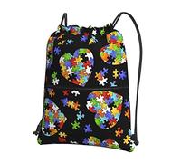 Oudrspo Concienciación sobre el autismo Puzzle Piezas Corazón Ocio al aire libre Cremallera Cordón Mochila =>> 15.3 X 18in/ 39 X 46cm (LXH), bueno para viajar, equipaje de mano, acampar