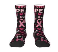 Oudrspo Concienciación sobre el cáncer de mama, esperanza y paz. Calcetines divertidos para hombres y mujeres. Calcetines deportivos informales transpirables y de moda para adultos.