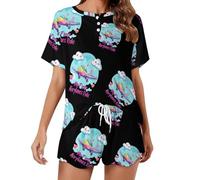 Oudrspo Conjunto de Pijama para Mujer Mi Primer Viaje en avión, Manga Corta, Suave y cómodo