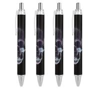 Oudrspo Cool Skull - Bolígrafos de gel de escritura suave, retráctil, punta fina de 0,5, para escuela, oficina, diseño de calavera, 2 unidades