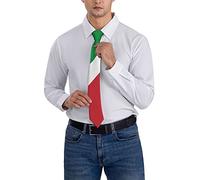Oudrspo Corbata a rayas con emblema italiano de la bandera de Italia, corbatas de cuello para hombre, corbatas de negocios para fiesta, corbata suave
