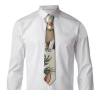 Oudrspo Corbata de hombre con estampado de conejito y hojas en acuarela, corbata clásica formal para jóvenes, corbata para bodas y negocios.