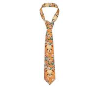 Oudrspo Corbata de moda para hombre con diseño de flores de Pomerania, corbata fina y novedosa, ideal para fiestas, bodas, regalos de caballero, negocios, novios y citas.