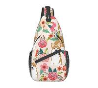Oudrspo Corgi Floral Flowers Sling Bag Mochila cruzada de viaje Mochila de pecho para hombres y mujeres, hombros izquierdo y derecho ajustables Senderismo Mochila informal