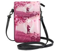 Oudrspo Couple Valentine's Bike Crossbody Phone Purse Small Mini Shoulder Bag Cell Phone Pouch Leather Wallet Best Gift for Valentines Day,Anniversary,Birthdays