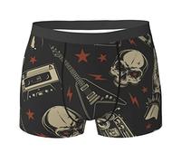 Oudrspo Cráneo Música Rock Heavy Metal Muerte Negro Hombres Boxer Calzoncillos Ropa Interior para Hombre Regalos Novedad Estiramiento Comodidad Suave Breve