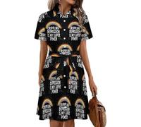 Oudrspo Crippling Depression is My Super Power Women's Shirt Dress Midi Short Sleeve Summer Button Down Dresses