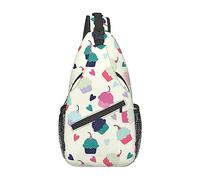 Oudrspo Cupcake Candy Hearts Sweet Sling Bag Mochila cruzada de viaje Paquete de pecho para hombres y mujeres, hombros izquierdo y derecho ajustables Senderismo Mochila informal