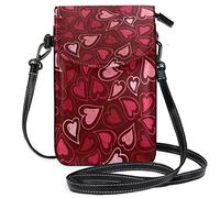 Oudrspo Cute Abstract Red Hearts Crossbody Phone Purse Small Mini Shoulder Bag Cell Phone Pouch Leather Wallet Best Gift for Valentines Day,Anniversary,Birthdays