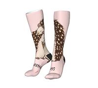 Oudrspo Cute Cartoon Hedgehog Hugs Calcetines hasta la rodilla para mujer Medias largas de compresión Calcetines de vestir gruesos y suaves de 20 pulgadas