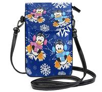 Oudrspo Cute Christmas Penguin Crossbody Phone Purse Small Mini Shoulder Bag Cell Phone Pouch Leather Wallet for Women Girls