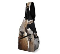 Oudrspo Cute Goat Baby With Mother Colorful Retro Space Theme Sling Bag Crossbody Chest Bag with Pockets, Shoulder Backpack for Hiking, Travel
