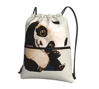 Oudrspo Cute Little Panda Outdoor Leisure Mochila con cordón con cremallera =>> 15.3 X 18in/ 39 X 46cm (LXH), buena para viajar, equipaje de mano, equipaje, camping