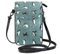 Oudrspo Cute Penguin Crossbody Phone Purse Small Mini Shoulder Bag Cell Phone Pouch Leather Wallet for Women Girls