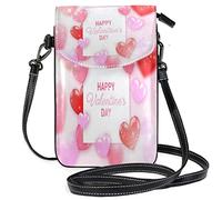 Oudrspo Cute Pink Love Heart Crossbody Phone Purse Small Mini Shoulder Bag Cell Phone Pouch Leather Wallet Best Gift for Valentines Day,Anniversary,Birthdays