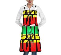 Oudrspo Delantal de cocina Jamaica One Love para mujeres y hombres para cocinar jardinería baberos ajustables para el hogar