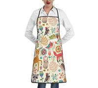 Oudrspo Delantal de poliéster con diseño de animales con dobladillo de bolsillo, unisex, perfecto para hornear y asar en la cocina del supermercado