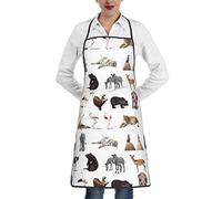 Oudrspo Delantal de poliéster de animales con dobladillo de bolsillo, unisex, perfecto para hornear y asar en la cocina del supermercado
