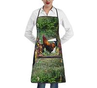 Oudrspo Delantal de poliéster de animales de granja con dobladillo de bolsillo, unisex, perfecto para hornear y asar en la cocina del supermercado