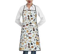 Oudrspo Delantal de poliéster de animales lindos con dobladillo de bolsillo, unisex, perfecto para hornear y asar en la cocina del supermercado