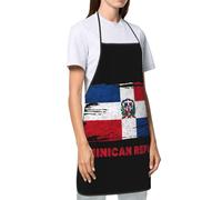Oudrspo Delantal divertido con corazones de chef y bandera de República Dominicana, delantal de cocina con bandera americana de República Dominicana