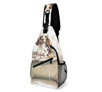 Oudrspo Dog Taking Bath Sling Bag for Men Women Crossbody Backpack Easter Eggs Crossbody Bag Chest Bags for Travel Sport