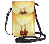Oudrspo Dusk Cat Heart Print Crossbody Phone Purse Small Mini Shoulder Bag Cell Phone Pouch Leather Wallet Best Gift for Valentines Day,Anniversary,Birthdays