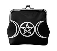 Oudrspo Estilo (273) Monedero de Piel con Hebilla para Mujer, Monedero con Cierre de presión, Monedero de Viaje, Monedero Funcional y Moderno (Triple Moon Pentacle Pagan)