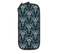 Oudrspo Estuche de lápices de Gran Capacidad Bull Skull Satan Death Abstract Black Pencil Box Estuche para bolígrafos para Middle/High School Office College Adult Girl and Boy