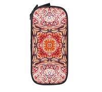 Oudrspo Estuche de lápices de Gran Capacidad Mandala Abstracta Floral Folk Caja de lápices roja Estuche para bolígrafos para la Escuela Media/Secundaria Oficina Universidad Adultos Niña y niño