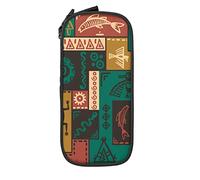 Oudrspo Estuche de lápices de Gran Capacidad Tribal Ancient Totem Symbol Collage Vintage Pencil Box Pen Pouch para Middle/High School Office College Adult Girl and Boy