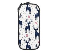 Oudrspo Estuche de lápices de Gran Capacidad Winter Elk Shadow Snowflake Beige Caja de lápices Estuche para bolígrafos para Escuela Media/Secundaria Oficina Universidad Adulto Niña y niño