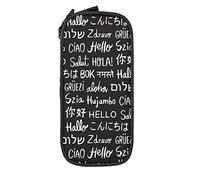 Oudrspo Estuche para lápices Big Capacity World Greeting Hello Word Vintage Black Pencil Box Estuche para bolígrafos para Middle/High School Office College Adult Girl and Boy