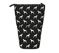 Oudrspo Estuche para lápices Boxer Dogs On Black Docked Tails,Estuche para lápices con Soporte,Estuche telescópico para lápices con Soporte para lápices