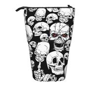 Oudrspo Estuche para lápices con diseño de Calavera Malvada, Bonito Estuche para bolígrafos, telescópico, Bolsa de papelería, Bolsa de cosméticos para Mujer y Oficina