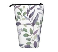 Oudrspo Estuche para lápices con Hojas de Color Verde Salvia púrpura, Estuche para lápices telescópico Bonito, Estuche para lápices, Bolsa de Maquillaje para Oficina