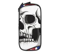 Oudrspo Estuche para lápices de Gran Capacidad con diseño de Calavera y Bandera de Inglaterra