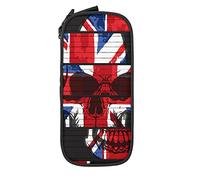 Oudrspo Estuche para lápices de Gran Capacidad con diseño de Calavera y Bandera Inglesa