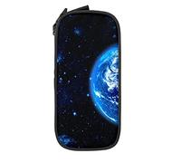 Oudrspo Estuche para lápices Gran Capacidad Earth Galaxy Universe Sky Stars Blue Pencil Box Estuche para bolígrafos para Middle/High School Office College Adult Girl and Boy