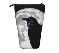 Oudrspo Estuche telescópico para lápices Durable Crow Moon Standing Pencil Bag para Oficina Papelería Estuche para lápices Pop Up Pencil Bag Stand Up Pen Pencil Estuche para Trabajo 7 ×