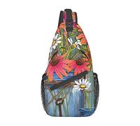 Oudrspo Farm Fresh Flowers Spring Sling Bag Mochila cruzada de viaje Mochila de pecho para hombres y mujeres, hombros izquierdo y derecho ajustables Senderismo Mochila informal