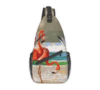 Oudrspo Flamingo Beach Sling Bag Mochila cruzada de viaje Mochila de pecho para hombres y mujeres, hombros izquierdo y derecho ajustables Senderismo Mochila informal