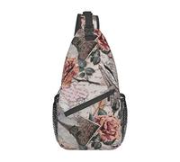Oudrspo Flower Paris Eiffel Tower Sling Bag Mochila cruzada de viaje Paquete de pecho para hombres y mujeres, hombros izquierdo y derecho ajustables Senderismo Mochila informal