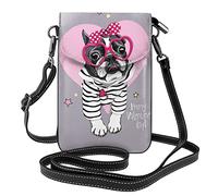 Oudrspo French Bulldog with Heart Glasses Small Crossbody Bags Leather Cell Phone Purse Wallet For Women Girl