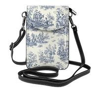 Oudrspo French Countryside Toile Women Cell Phone Purse PU Leather Crossbody Bag Pouch Phone Bag