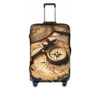 Oudrspo Funda de Equipaje con Estampado de brújula y Mapa del Viejo Mundo, Lavable, antiarañazos, Funda Protectora para Maleta de 18 a 32 Pulgadas