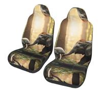 Oudrspo Fundas para Asientos de Coche con diseño de Elefante y Conejo Blanco para Mujer, Protector Universal para Asientos Delanteros de Coche, SUV, sedán y camión.